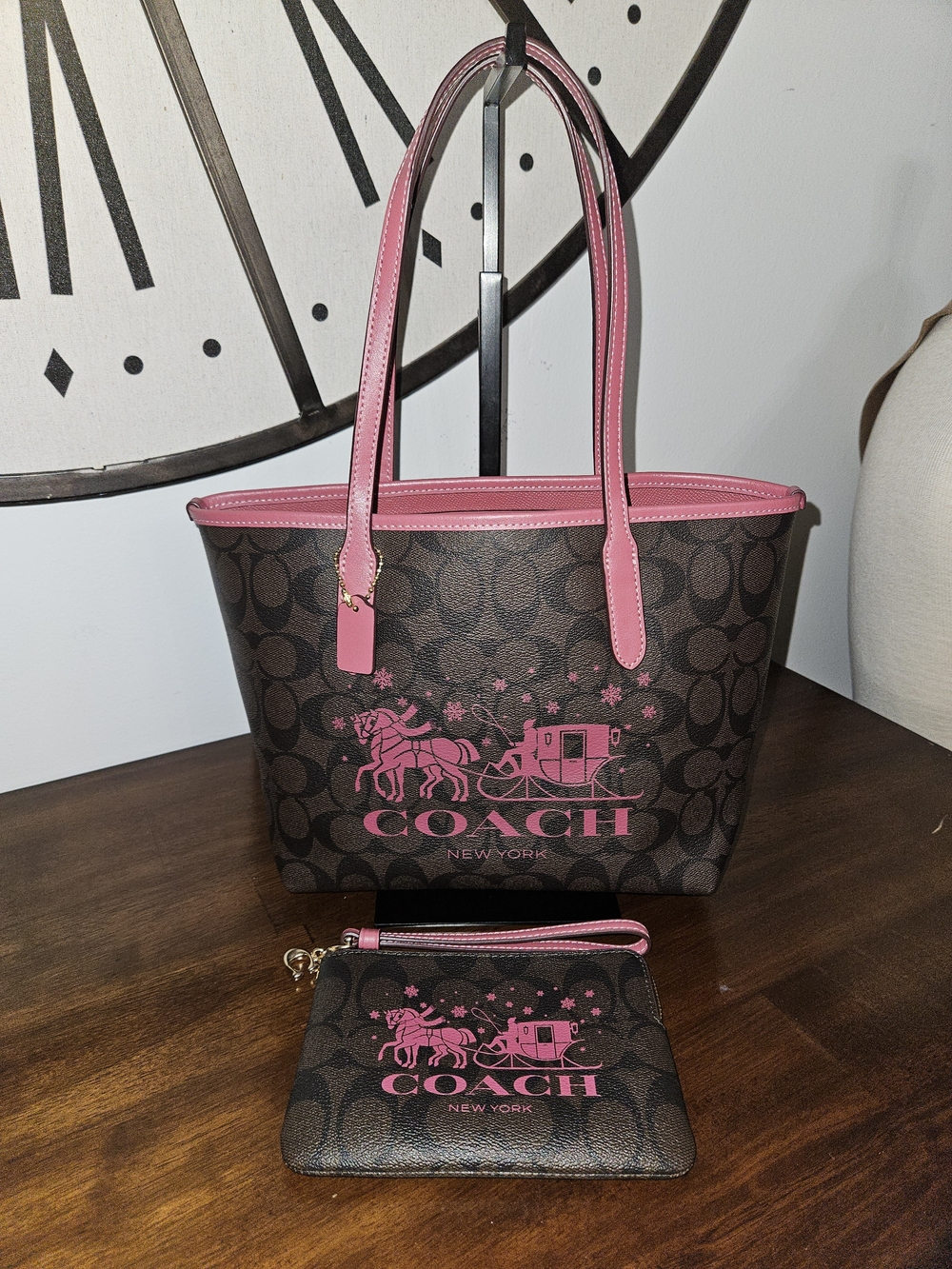 Coach Mini Tote Signature Horse And Sleigh With Wristlet